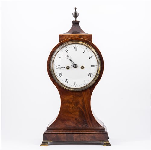 Lot 55 - Regency mahogany mantel clock, balloon shape...