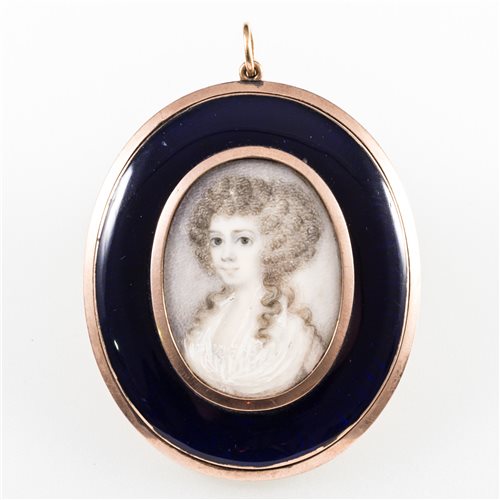 Lot 42 - Follower of Richard Cosway A young lady, bust...