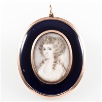 Lot 42 - Follower of Richard Cosway A young lady, bust...