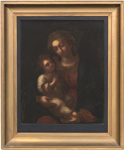 Lot 151 - Dutch School, 'Madonna and Child', oil on...