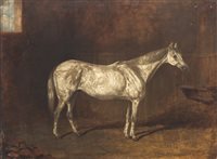 Lot 167 - F.W.Woodhouse, 'Grey mare in a stable', signed...
