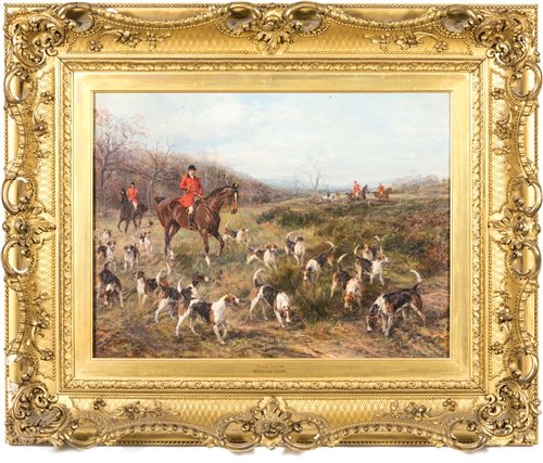 Lot 168 - Heywood Hardy, Hounds Casting, signed, oil on...