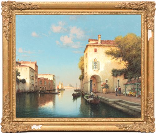 Lot 190 - After Antoine Bouchard, Venetian canal scene,...