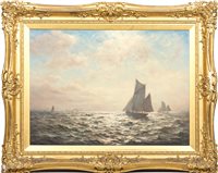 Lot 195 - James Aitken, Fishing Smacks at Sea with...