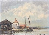 Lot 208 - Hugh Boycott Brown, 'Barge at Maldon, Essex',...