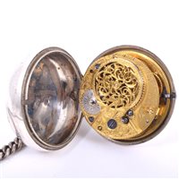 Lot 60 - George III silver pair-cased pocket watch,...
