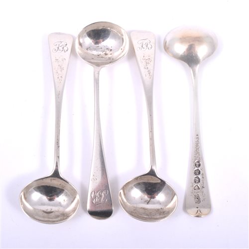 Lot 76 - Set of four Georgian silver salt spoons, by...