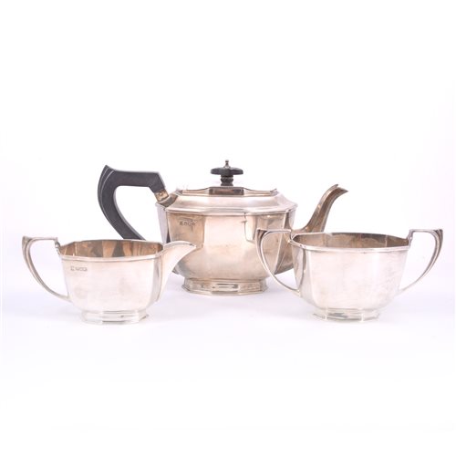 Lot 87 - Three-piece silver tea set, Cooper Bros. &...