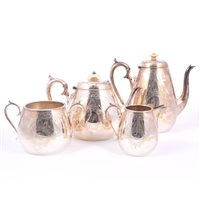 Lot 99 - Victorian four piece silver teaset, Hirons,...