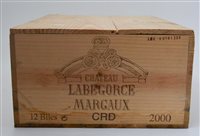 Lot 107 - Ch Labegorce, Margaux, 2000, 12 bottles (cased)