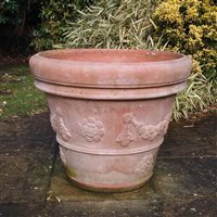 Lot 326 - Pair of Haddonstone terracotta planters,...