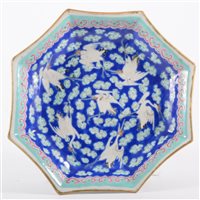 Lot 145 - Chinese polychrome octagonal shape footed dish,...