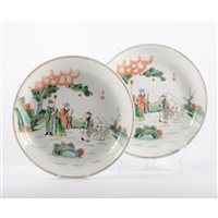 Lot 147 - Pair of Chinese famille rose shallow dishes,...