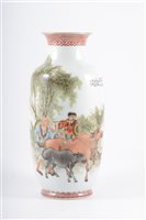 Lot 155 - Chinese famille verte shouldered vase, painted...