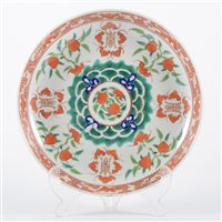 Lot 172 - Chinese rucai type shallow dish, painted in...