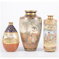 Lot 190 - Satsuma cylindrical shouldered vase, Meiji...