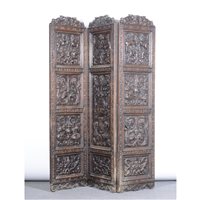 Lot 286B - Spanish carved walnut and oak three-fold...