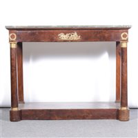 Lot 287 - French Empire style mahogany console table,...