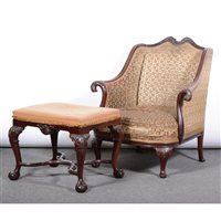 Lot 288 - Mahogany framed three piece lounge suite,...