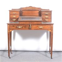 Lot 296 - Edwardian inlaid rosewood desk, with marquetry...