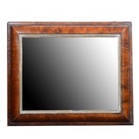 Lot 300 - Rectangular wall mirror, walnut cushion frame,...