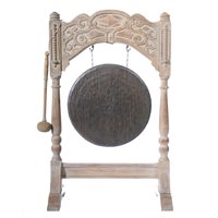 Lot 308 - Limed oak framed floor standing gong, 42cm...