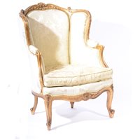 Lot 310 - Louis XV style gilt wood fauteuil, 20th...