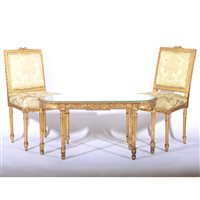 Lot 316 - Pair of Louis XVI style gilt wood side chairs,...