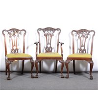 Lot 322 - Set of eight mahogany dining chairs, in the...