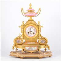 Lot 208 - A Louis XV style gilt metal and Rose Pompadour...