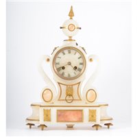 Lot 211 - French onyx mantel clock, mid 19th Century,...