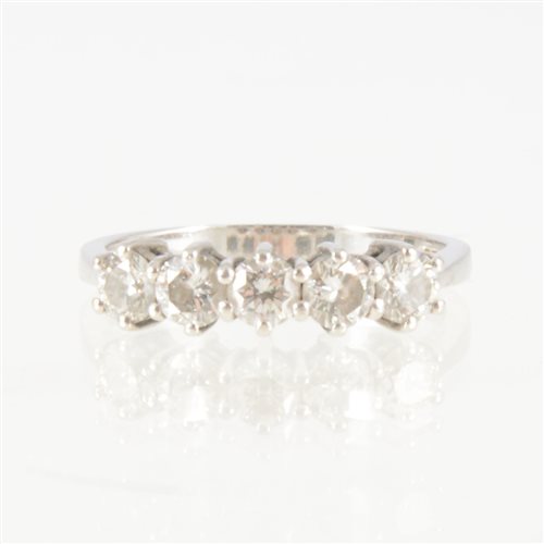 Lot 29 - A diamond five stone ring, five brilliant cut...