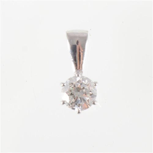 Lot 67 - A diamond solitaire pendant, the brilliant cut...