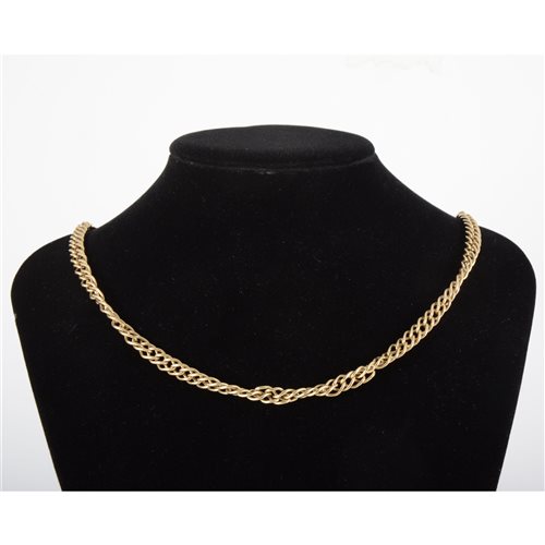 Lot 73 - A 9 carat yellow gold necklace, 6.5mm wide...