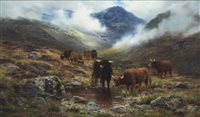 Lot 254 - Louis Bosworth Hurt, Highland cattle in a Glen,...