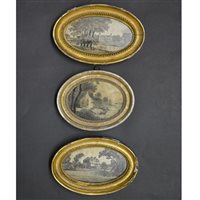 Lot 269 - Near pair of Regency black and grey thread...