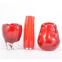 Lot 465 - Whitefriars, a 'Knobbly' glass vase, cased...