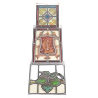 Lot 354 - Three Victorian stained glass panels, one with...