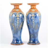 Lot 369 - Doulton Lambeth, a pair of stoneware vases,...