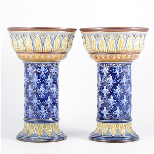 Lot 377 - Doulton Lambeth, a pair of stoneware columns,...