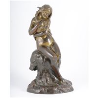 Lot 397 - Sylvain Kinsburger Female seated on a lion...