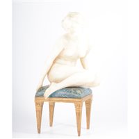 Lot 398 - English School Seated nude on stool,...