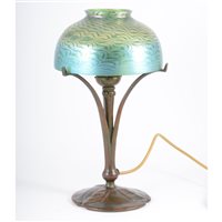 Lot 400 - Tiffany Studios, a Favrile glass and patinated...