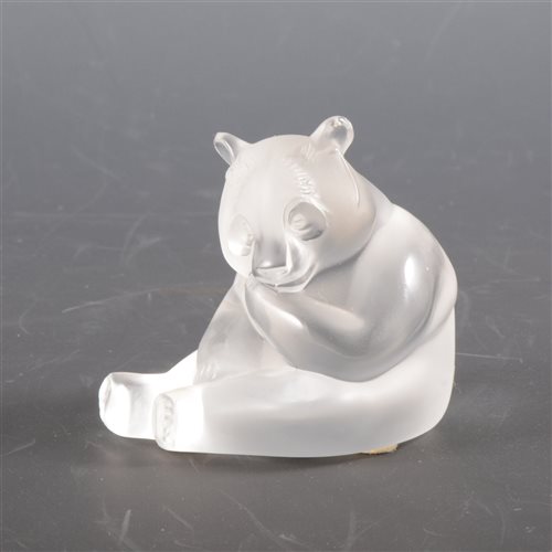 Lot 423 - Lalique Crystal, a glass Panda paperweight,...