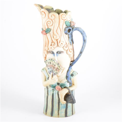 Lot 555 - Amanda Popham, a tall stoneware figural jug,...