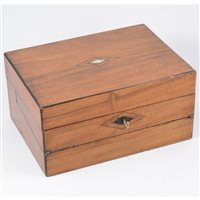 Lot 139 - Victorian walnut folding writing box, ...