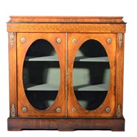 Lot 512 - Victorian walnut and marquetry vitrine,...