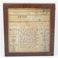 Lot 211 - Victorian needlework sampler, by Anna Kendell,...