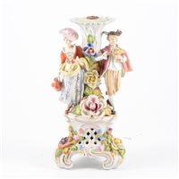 Lot 70 - Dresden porcelain candlestick, the column...