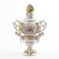 Lot 26 - Vase, late 19th Century Dresden with two...